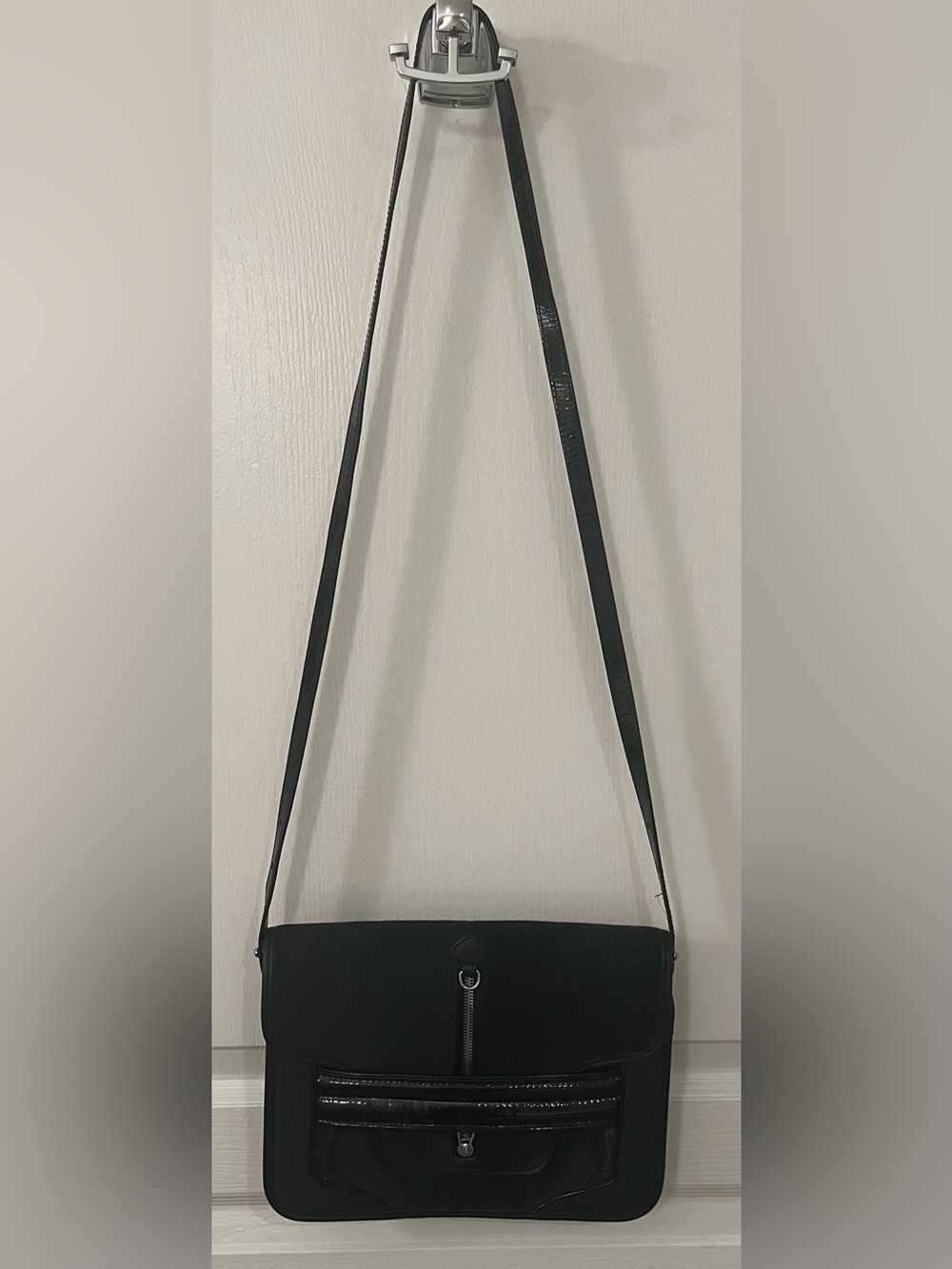 Lacoste Leather & Suede Vintage Y2K Black Crossbody Bag